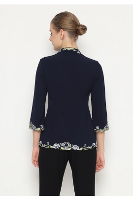Lyne Halim - Blouse Bordir Aplikasi Dark Blue , BLO8190